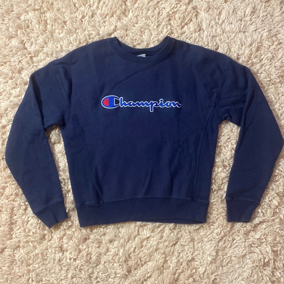 Champion Tops - Champion Navy Blue Crew Neck Sweatshirt Pullover Reverse Weave